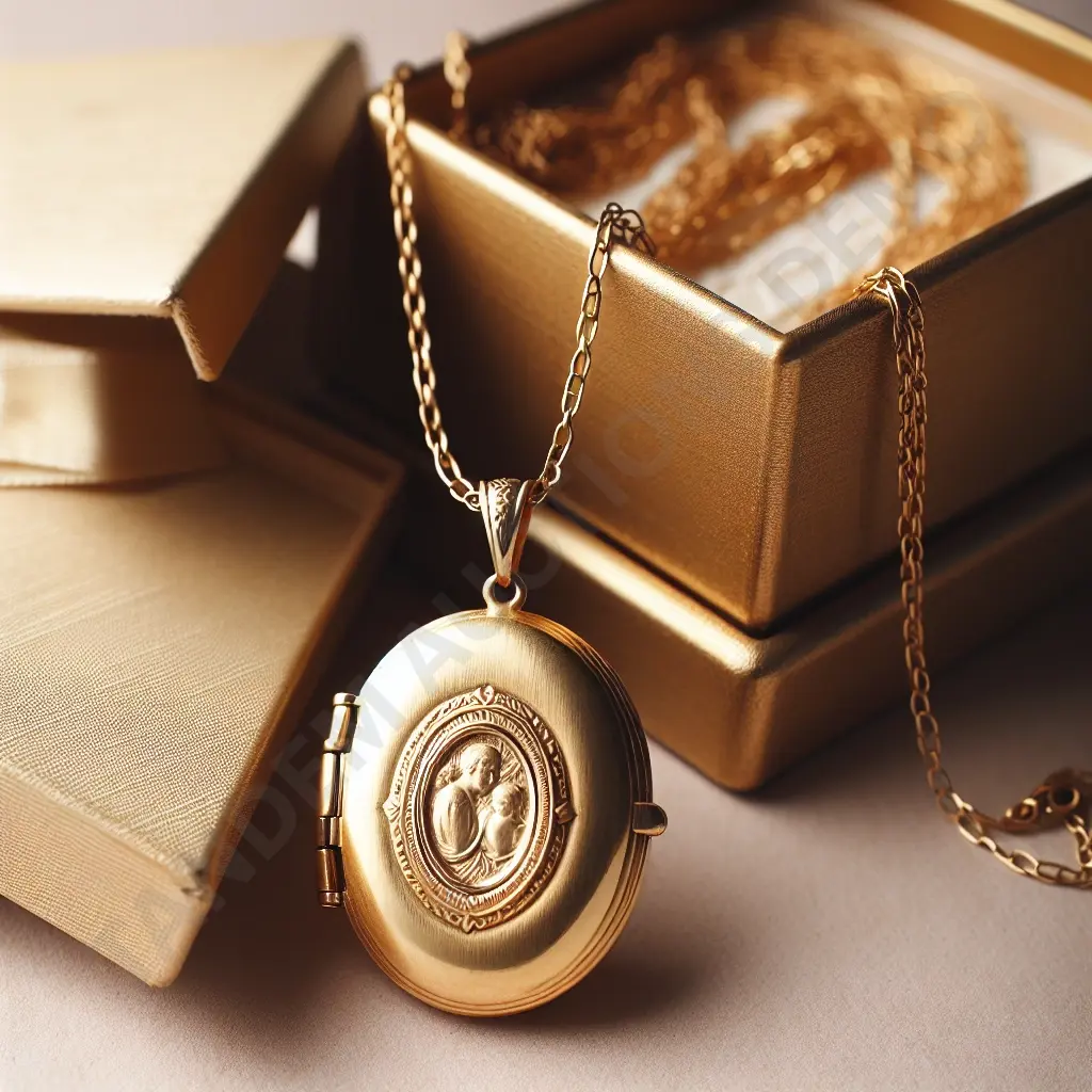 Gold Locket Necklace Image 1++