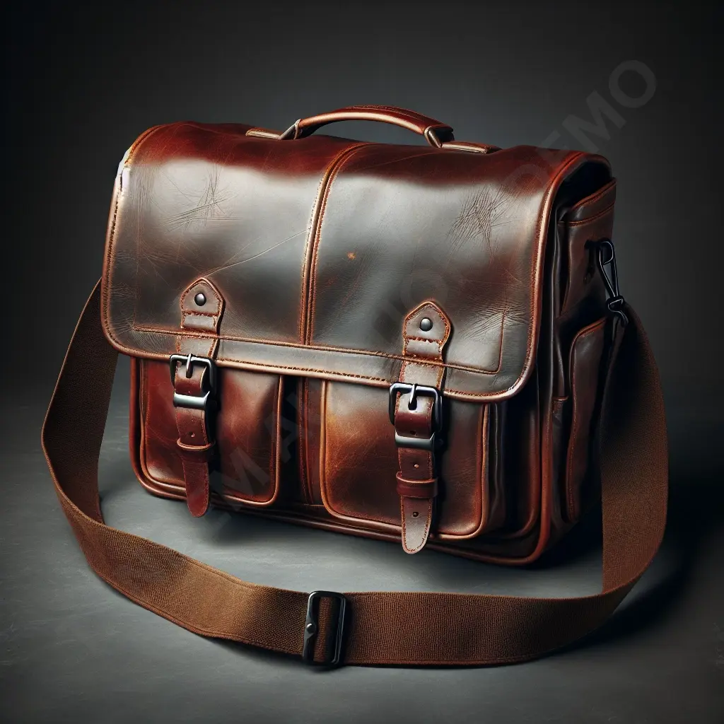 Leather Messenger Bag Image 1++