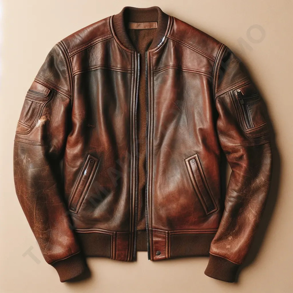 Leather Bomber Jacket Image 1++